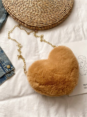 Plush Faux Fur Heart Bag