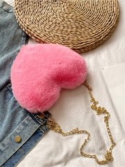 Plush Faux Fur Heart Bag