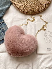 Plush Faux Fur Heart Bag