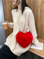 Plush Faux Fur Heart Bag