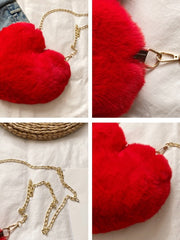 Plush Faux Fur Heart Bag