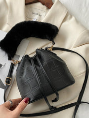 Meesh Fur Handle Bucket Bag