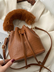 Meesh Fur Handle Bucket Bag