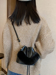 Meesh Fur Handle Bucket Bag