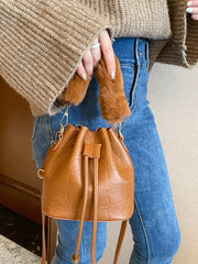 Meesh Fur Handle Bucket Bag