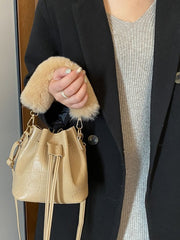 Meesh Fur Handle Bucket Bag